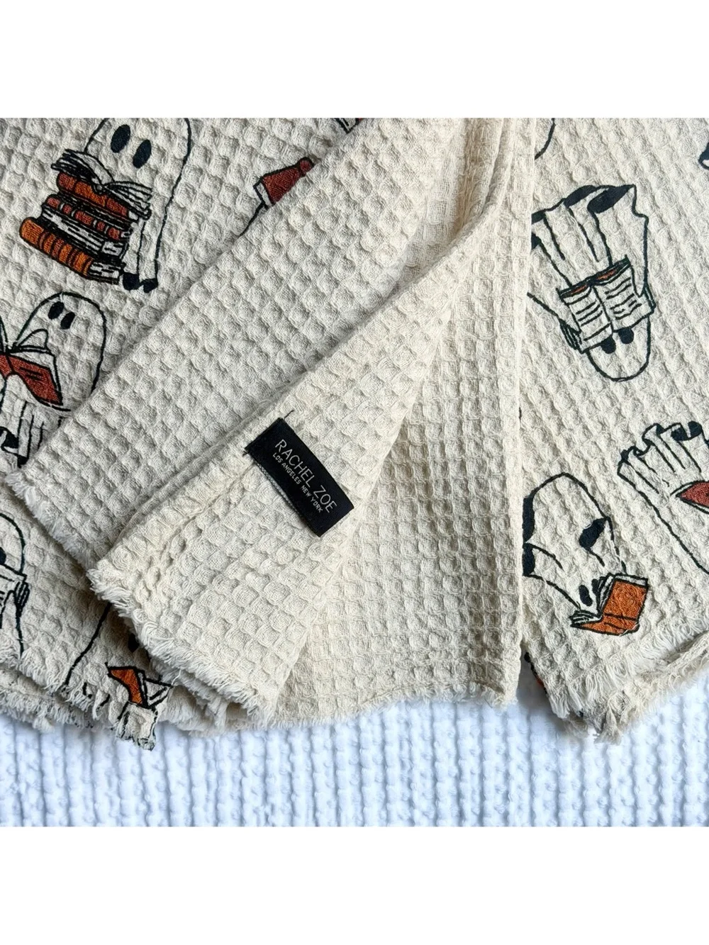 Rachel Zoe Ghosts Reading Books 3 Kitchen Towel Set Viral Halloween Decor NWT